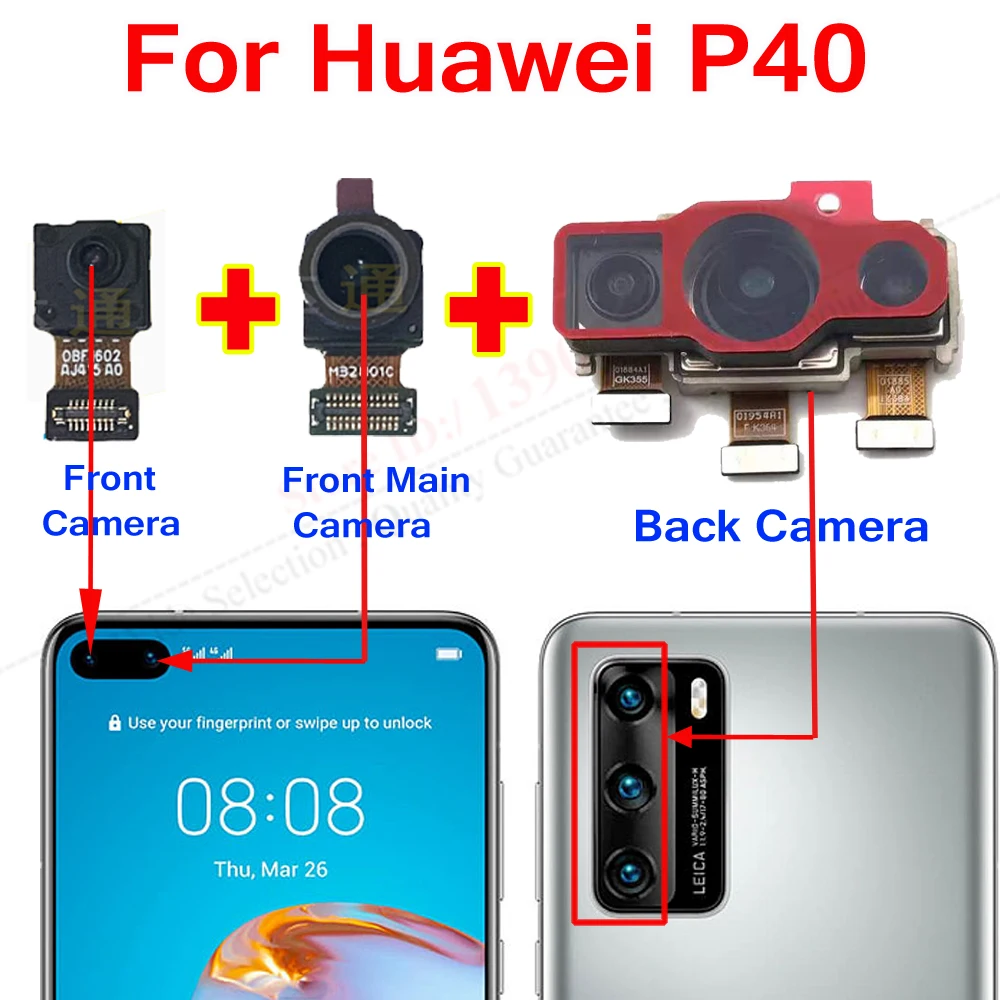 Orijinal Çalışma Ultrawide Büyük Ana Arka Arka Kamera İçin Huawei P40 Küçük Bakan Ön Kamera Modülü Telefon flex kablo