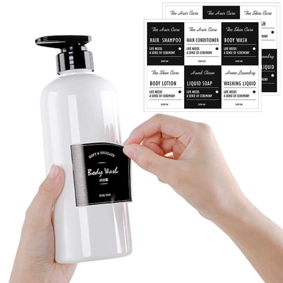 1 takım Seyahat Losyon şişesi Etiketleri Su Geçirmez Dağıtıcı Etiket Seti Şampuan Vücut Losyonu Banyo El Sabunu Kremi Etiketleri
